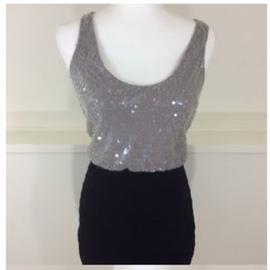 Black and grey sequins body on dress